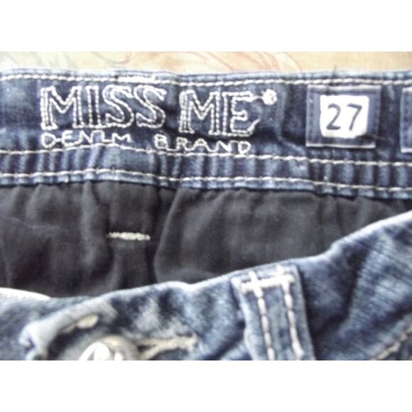 Miss Me Jeans Womens 27 X 30" JE13048L Signature Rise boot studded rhinestones - Picture 3 of 13